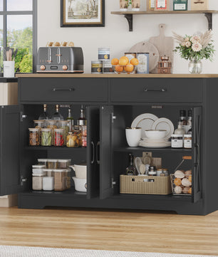 Zwarte Sideboard Kast met 2 Lades en 4 Deuren - 120cm Breed