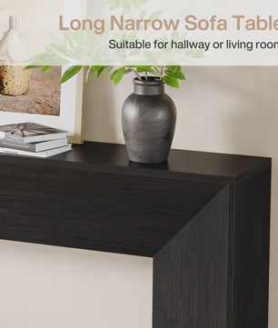 Extra Lange Zwarte Houten Console Tafel (160 cm) - Stijlvolle Entree & Woonkamer Tafel