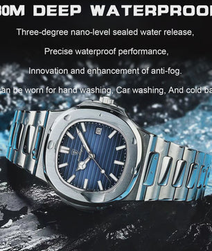 POEDAGAR Luxe Herenhorloge - RVS, Waterdicht, Lichtgevend & Datumfunctie