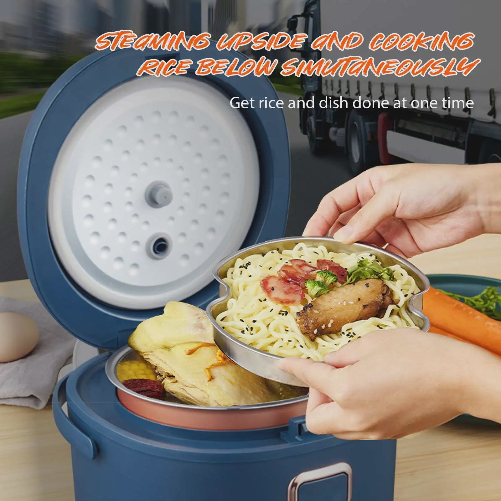 Draagbare Rijstkoker 2L - 12V/24V/220V - Auto, Camper & Thuis