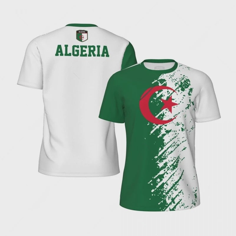 Algerije Vlag T-shirt Heren - Sport & Vrije Tijd met Nationaal Embleem
