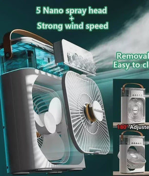 Draagbare 3-in-1 Air Cooler Ventilator met Vernevelaar en LED Nachtlampje