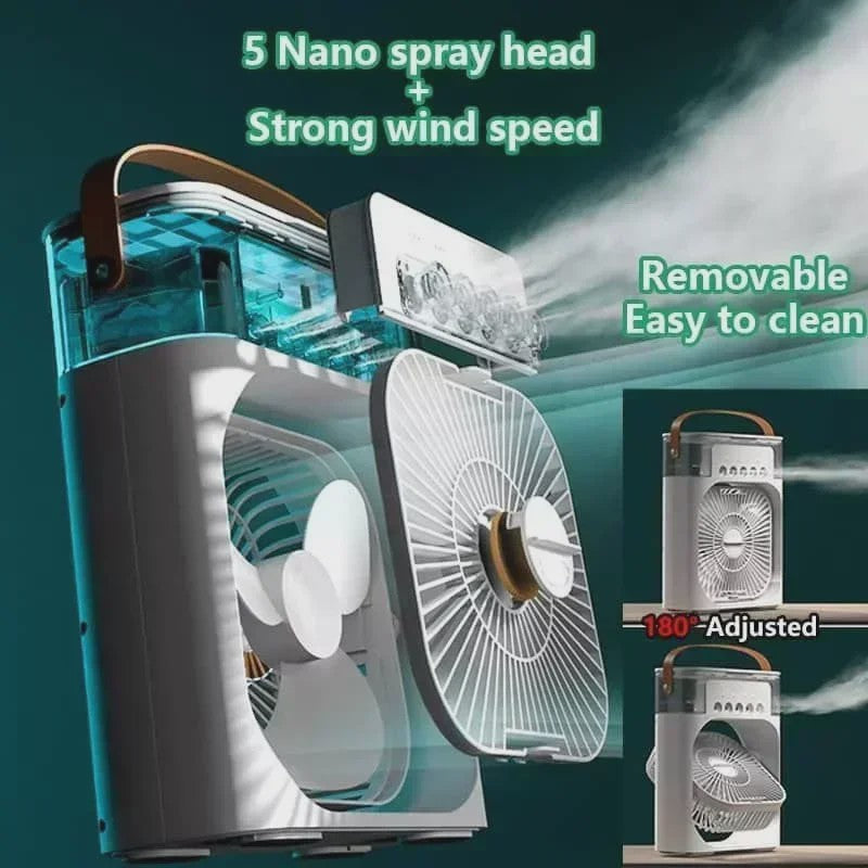 Draagbare 3-in-1 Air Cooler Ventilator met Vernevelaar en LED Nachtlampje