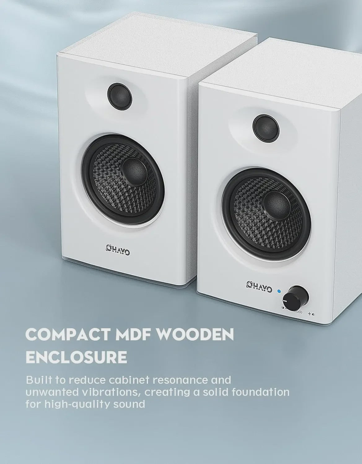 OHAYO C6 Actieve Boekenplank Speakers: 60W, Bluetooth 5.3, Glasvezel Unit, Multi-Input (USB/RCA/AUX) voor PC Gaming