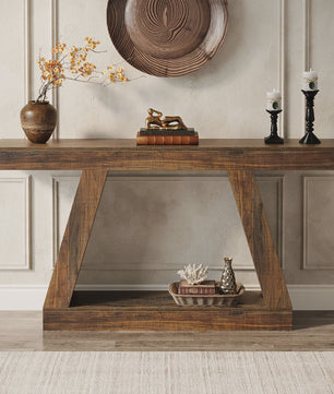 Industriële Console Tafel 55-Inch Rustiek Hout - Entree & Woonkamer