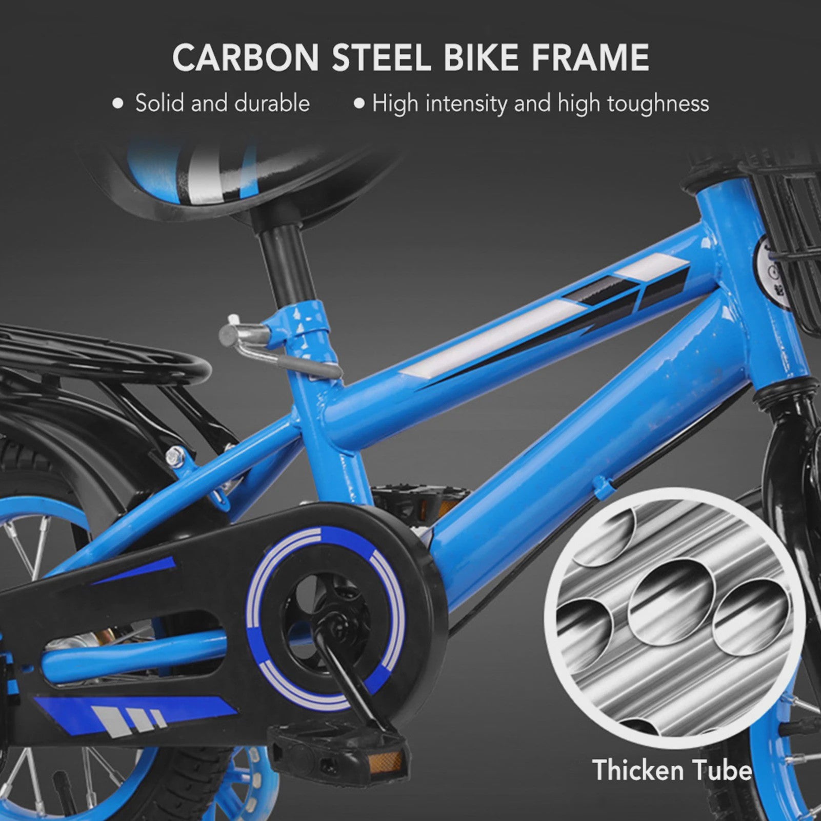 Kinderfiets 14/16 inch met Mandje - Verstelbare Hoogte - Voor Jongens en Meisjes (2-7 jaar)