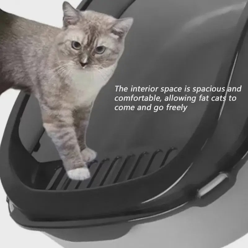 Semi-Gesloten Kattenbak met Hoge Randen - Spatwaterdicht en Ruim Toilet voor Kittens