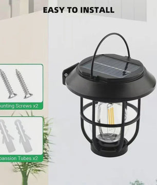 Solar Buitenlamp met Hangende Lantaarn - Decoratieve Tuinverlichting voor Pad, Oprit & Muur