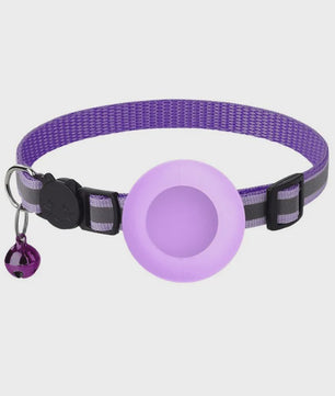 Verstelbare Airtag Kattenhalsband met Veiligheidsgesp, Bel & Reflectie - Anti-Verlies Tracker Houder