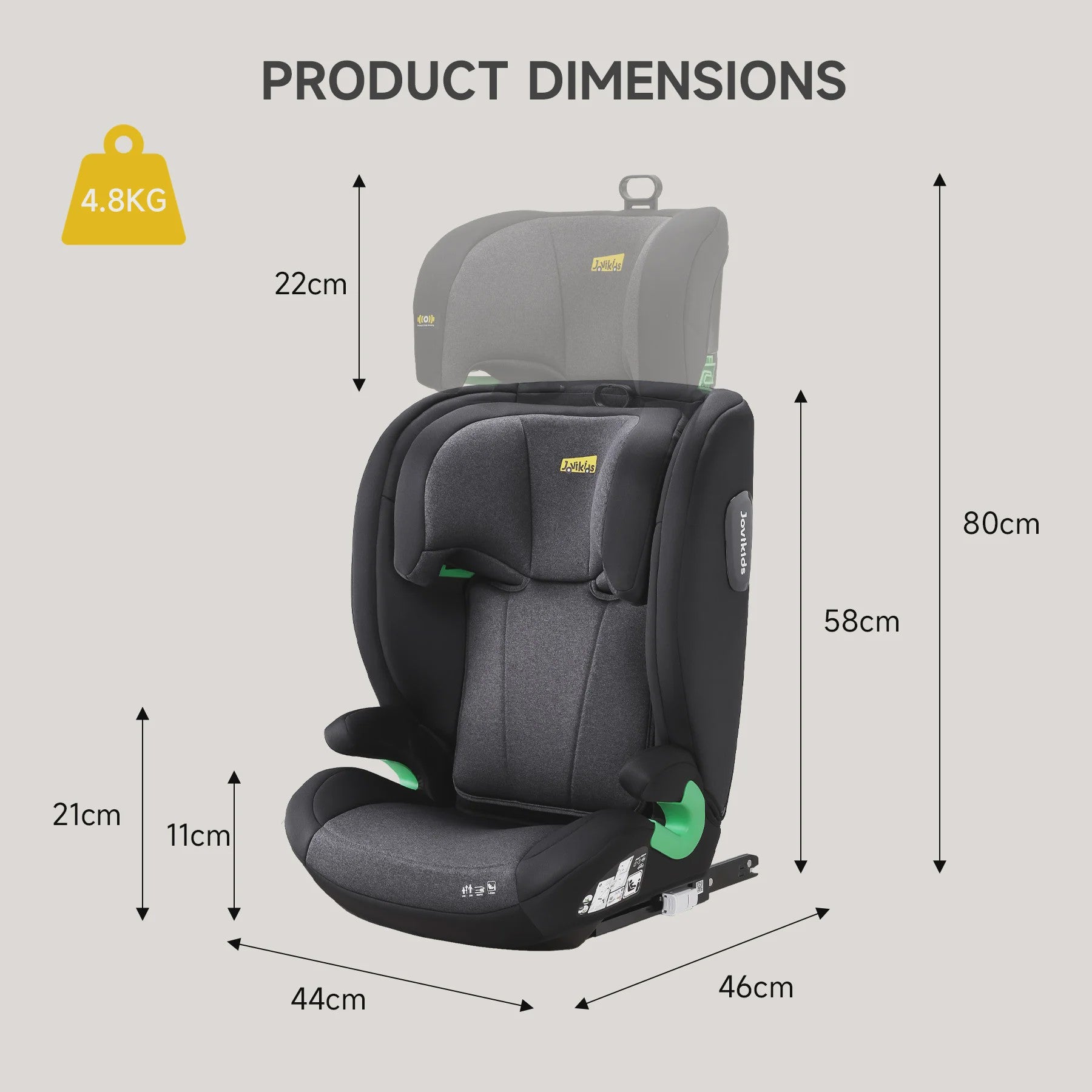 Jovikids LEON Kinderzitje i-Size 100-150cm - Maximale Bescherming en Comfort