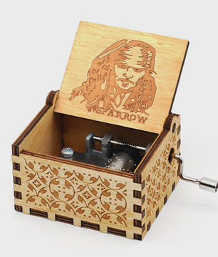Houten Muziekdoos met Piraten van de Cariben Thema - Uniek Cadeau