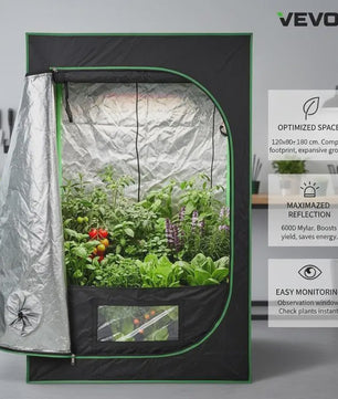 Professionele Kweek Telt 120x60x180 cm - 600D Mylar, Observatievenster & Bodemlade