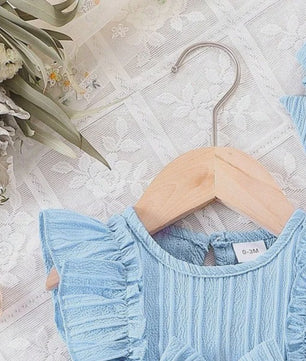 Schattige Zomerjurk Blauw voor Baby Meisjes met Ruches en Strik - 0-3 Jaar