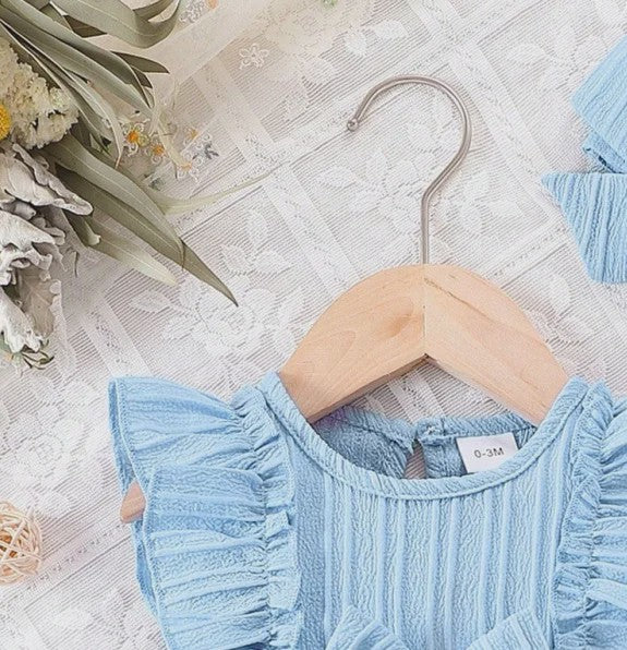 Schattige Zomerjurk Blauw voor Baby Meisjes met Ruches en Strik - 0-3 Jaar