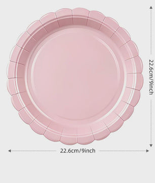 Elegant Roze Scalloped Rand Papieren Borden, Bekers & Servetten Set