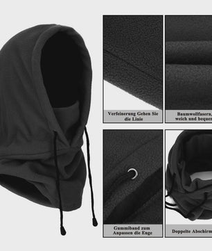 Unisex Winter Balaclava met Capuchon - Winddicht Fleece Masker met Trekkoord voor Motorrijders en Koude Dagen