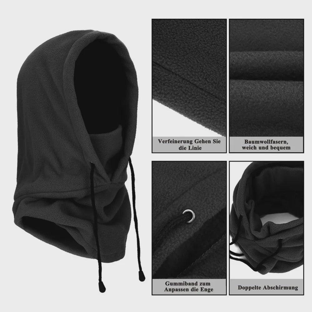 Unisex Winter Balaclava met Capuchon - Winddicht Fleece Masker met Trekkoord voor Motorrijders en Koude Dagen