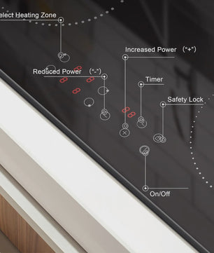 NOXTON 60cm Inbouw Inductie Kookplaat - 4 Zones, Touch Control, Veiligheidsslot & Timer - Zwart