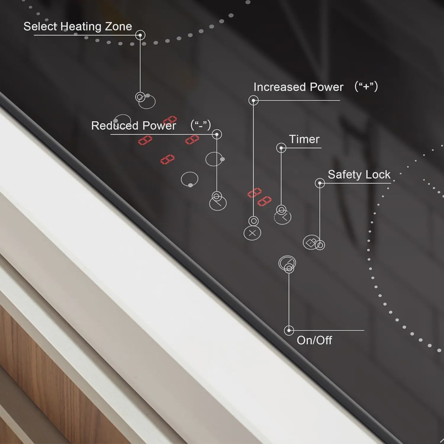 NOXTON 60cm Inbouw Inductie Kookplaat - 4 Zones, Touch Control, Veiligheidsslot & Timer - Zwart