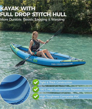Opblaasbare Kajak voor 1 Persoon - Drop-Stitch Constructie & Complete Set