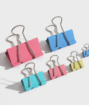 Set van 12 Gekleurde Metalen Binder Clips - 25mm & 32mm - Kantoor & School Organisatie