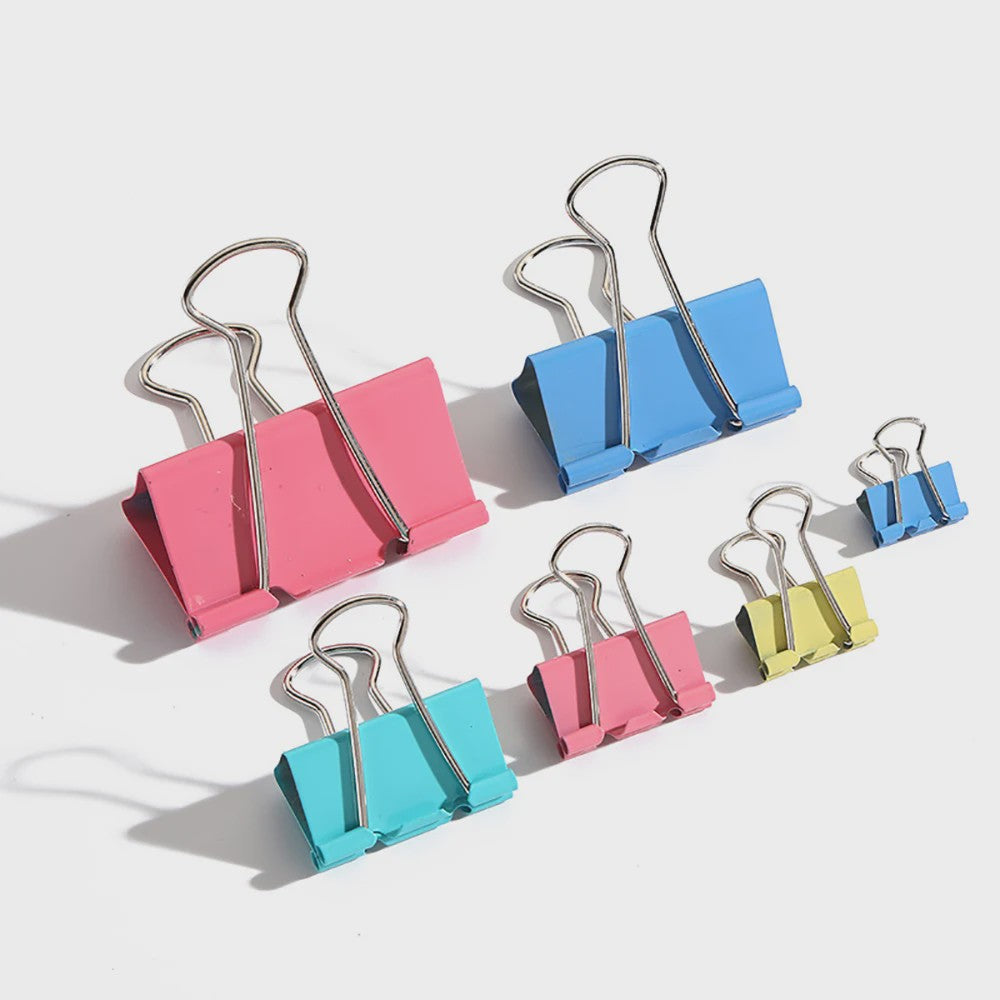 Set van 12 Gekleurde Metalen Binder Clips - 25mm & 32mm - Kantoor & School Organisatie