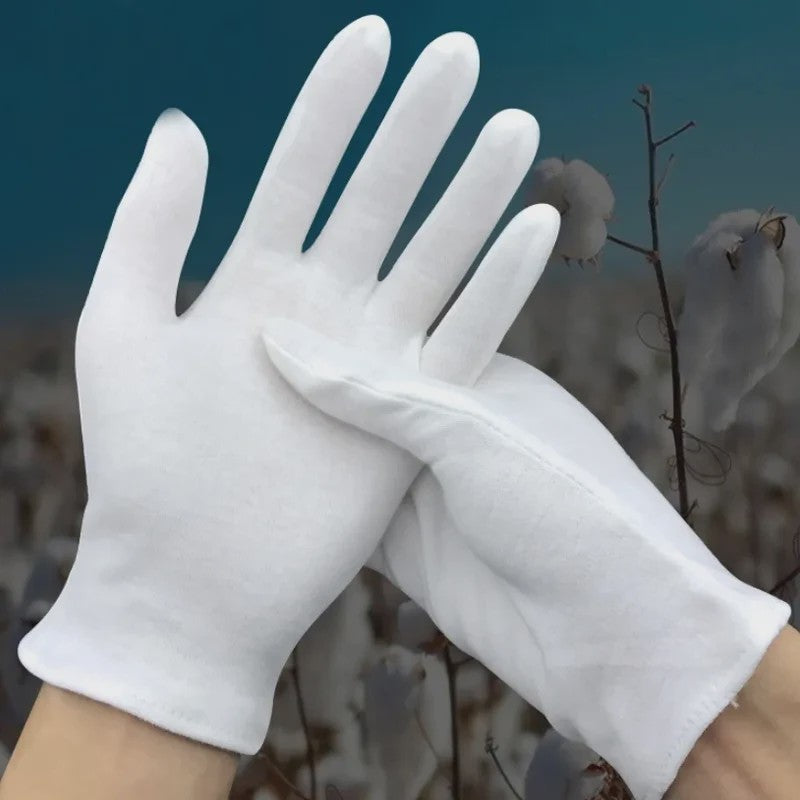 12 Paar Witte Katoenen Handschoenen - Cosmetica, Handverzorging & Bescherming