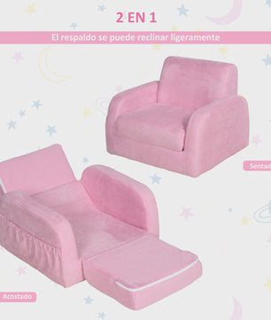 Homcom Kinderfauteuil 2-in-1: Verstelbaar, Inklapbaar en Comfortabel voor Kinderen vanaf 3 Jaar