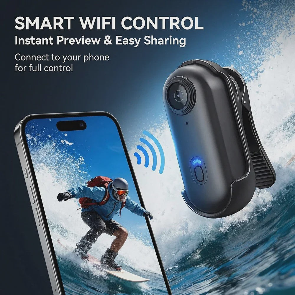 4K Mini Actiecamera met WiFi & Magnetische Bevestiging - Lichtgewicht POV Camera voor Motor, Fiets, Sport & Vlog