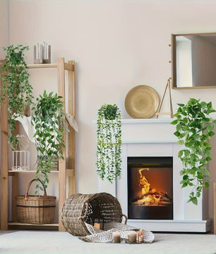 4x Kunst Hangplanten - Faux Eucalyptus & Klimop - UV-Bestendig Plastic voor Buiten & Binnen Decoratie