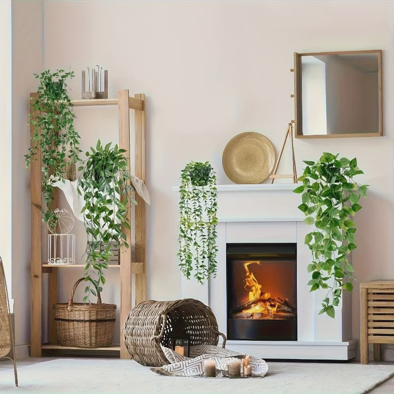 4x Kunst Hangplanten - Faux Eucalyptus & Klimop - UV-Bestendig Plastic voor Buiten & Binnen Decoratie