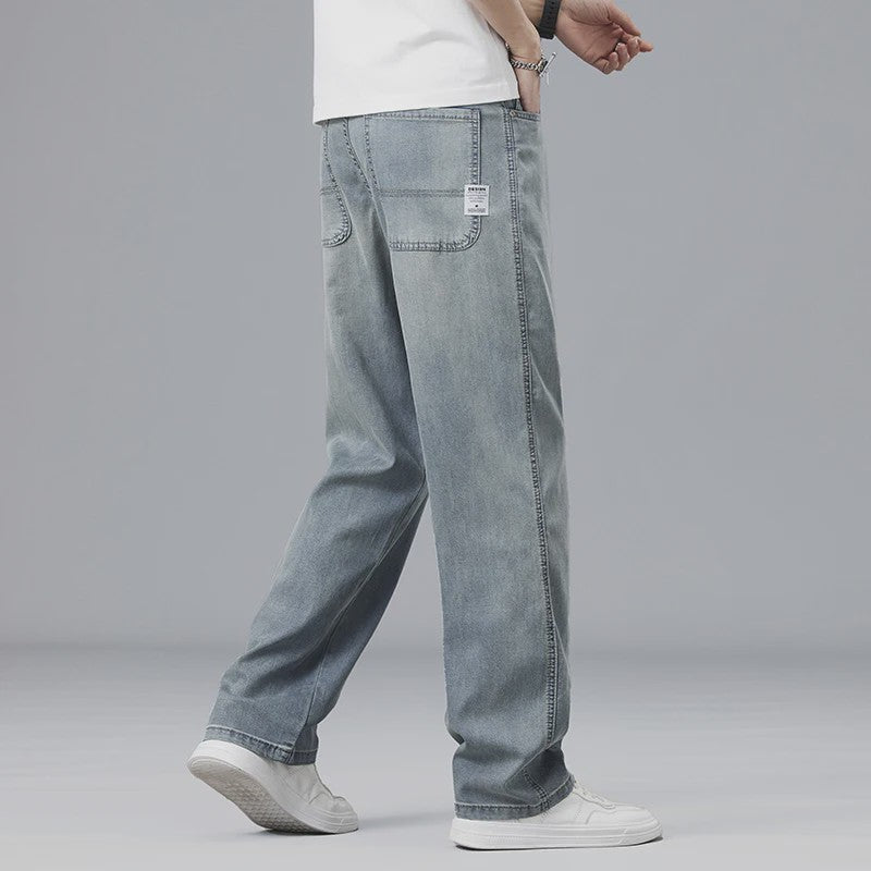 Luchtige Lyocell Heren Jeans - Zomer Broek met Loose Fit & Elastische Taille