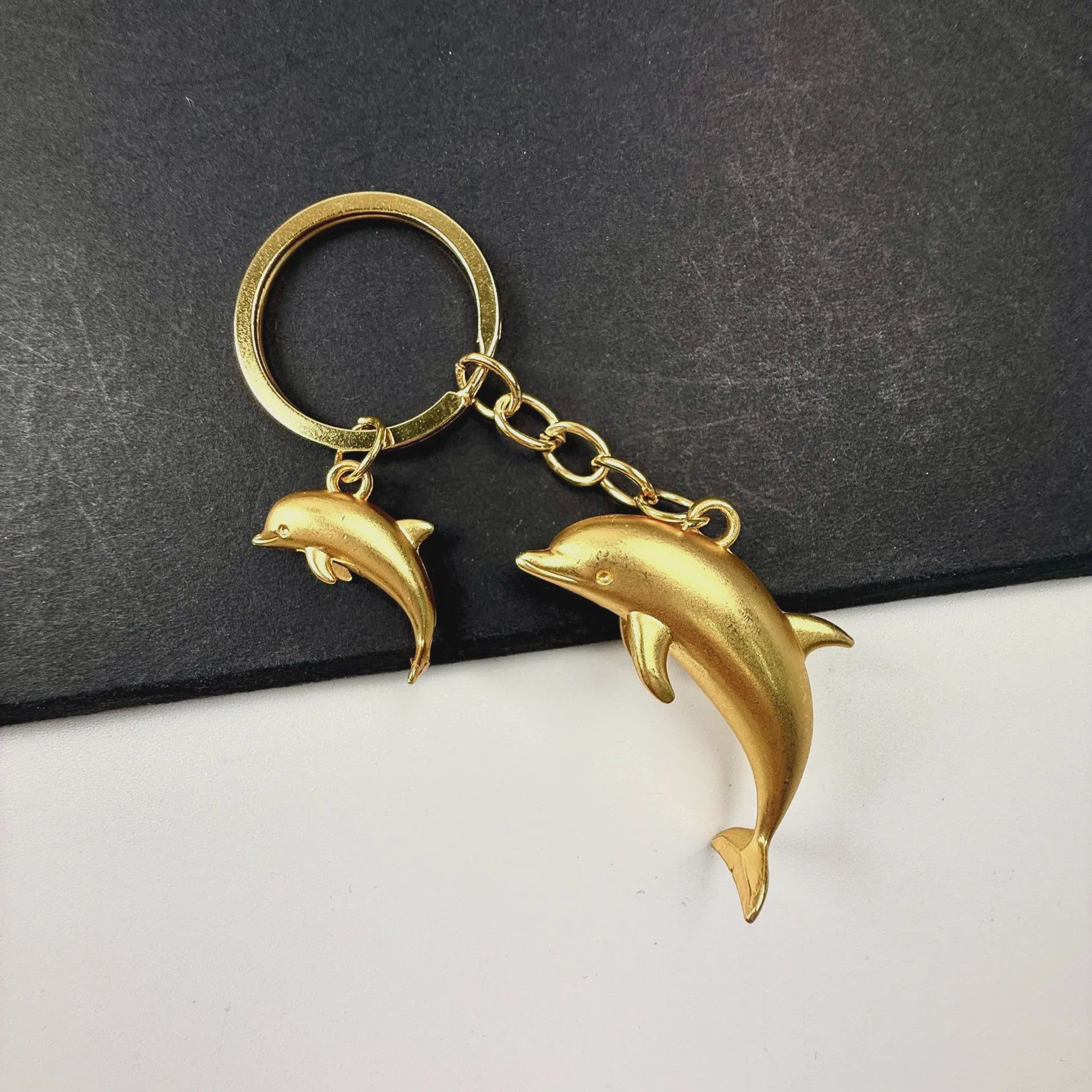 Unieke Dolfijn Sleutelhanger - 3D Metaal Zeedier Dolfijn Hanger voor Auto & Tas
