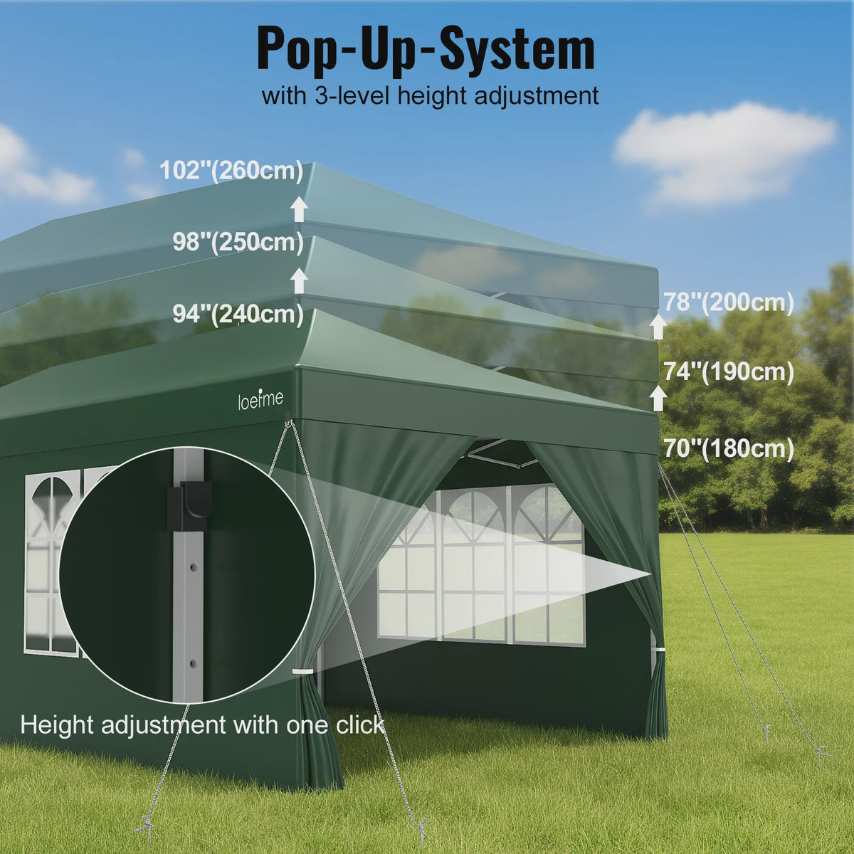 LOEFME 3x6m Pop-Up Partytent Gazebo - Waterdicht, Winddicht met 6 Zijwanden & UV Bescherming