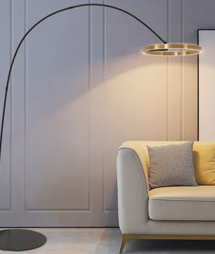 Moderne Gouden Ring Vloerlamp - Minimalistisch Design, Luxe Verlichting voor Woonkamer