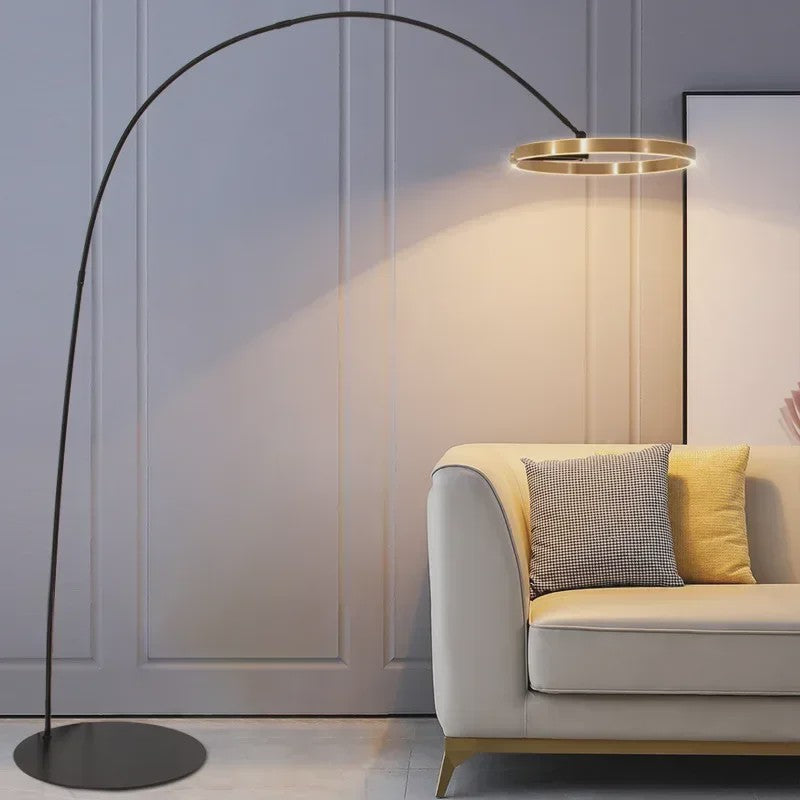 Moderne Gouden Ring Vloerlamp - Minimalistisch Design, Luxe Verlichting voor Woonkamer