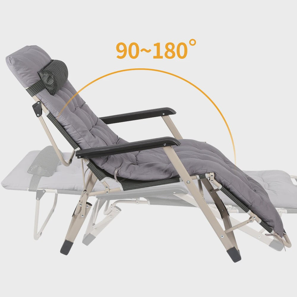 Klapbare Ligstoel voor Tuin en Terras met Verstelbare Rugleuning en Comfortabel Kussen