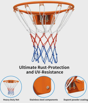 Professionele Dubbele Veer Basketbalring - Duurzaam Staal, Schokabsorberend, Weerbestendig voor Binnen & Buiten