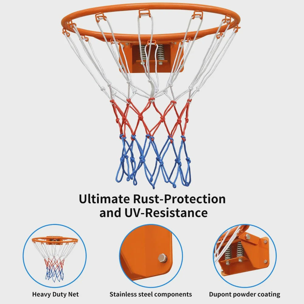 Professionele Dubbele Veer Basketbalring - Duurzaam Staal, Schokabsorberend, Weerbestendig voor Binnen & Buiten