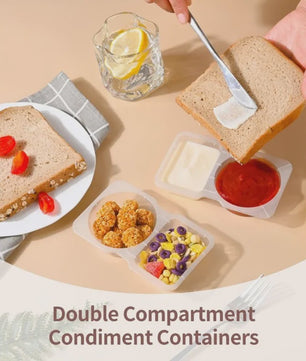 Draagbare Dubbel Compartiment Container met Deksel - Ideaal voor Snacks en Kruiden op Picknick