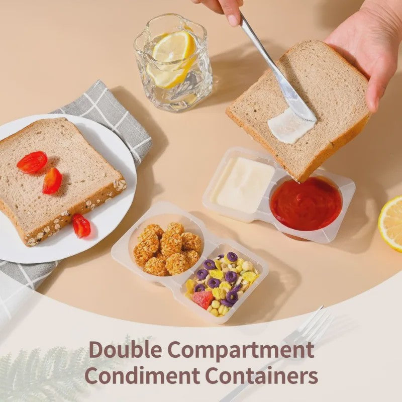 Draagbare Dubbel Compartiment Container met Deksel - Ideaal voor Snacks en Kruiden op Picknick