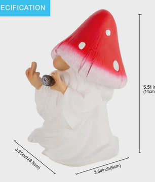 Grappige Mushroom Kabouter Tuinbeeld met Middenvinger - Humoristische Decoratie voor Binnen & Buiten