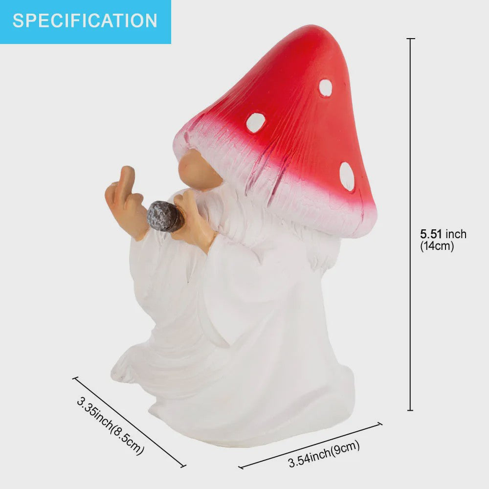 Grappige Mushroom Kabouter Tuinbeeld met Middenvinger - Humoristische Decoratie voor Binnen & Buiten
