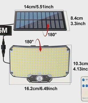 234 LED Solar Wandlamp met Bewegingssensor - Waterdicht IP65, Split Design voor Buiten en Garage