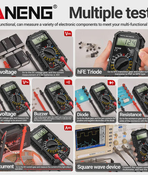 ANENG SZ308 Digitale Multimeter: AC/DC Metingen, Weerstand, LCD Scherm & Vierkante Golf Test