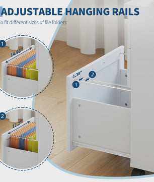 Mobiel Houten Archiefkastje met 3 Lades en Slot - Onder Bureau Ladeblok op Wielen