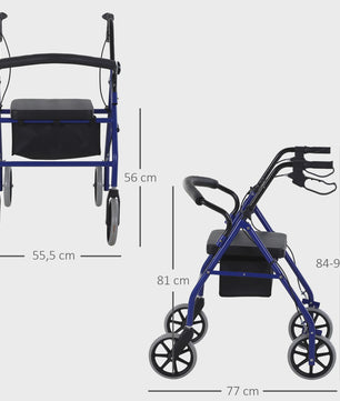 Homcom Walker for Adults with Adjustable Seat and Foldable Footrest