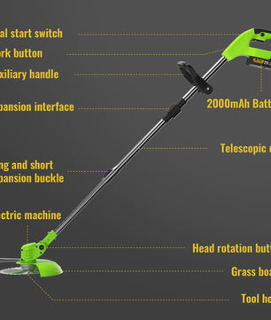 Krachtige 21V Accu Grastrimmer 15000RPM - Inklapbaar, met 5 Bladen & Makita 18V Batterij Compatibel - Snoerloze Bosmaaier & Onkruidtrimmer