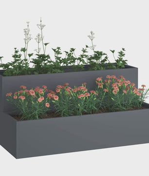 2-Laags Plantenbak 100x60x45 cm Antraciet Staal - Verhoogd Buitenbed