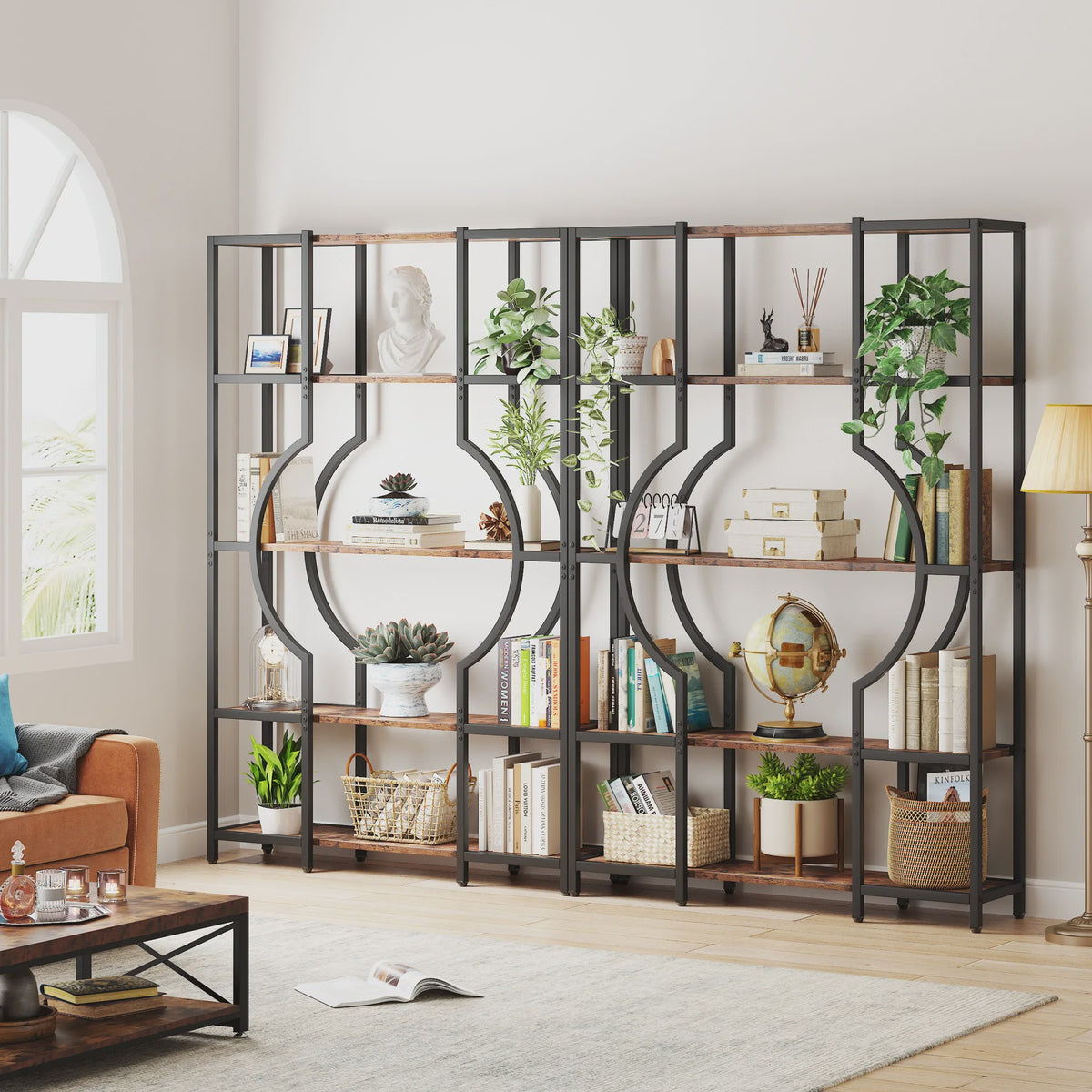 Industriële Boekenkast 180 cm - Vintage Open Wandrek met 12 Vakken